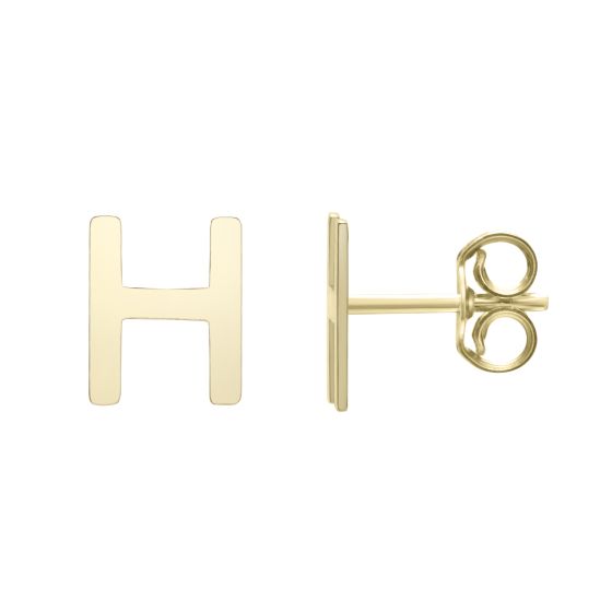 14K Gold Initial H Stud Earring