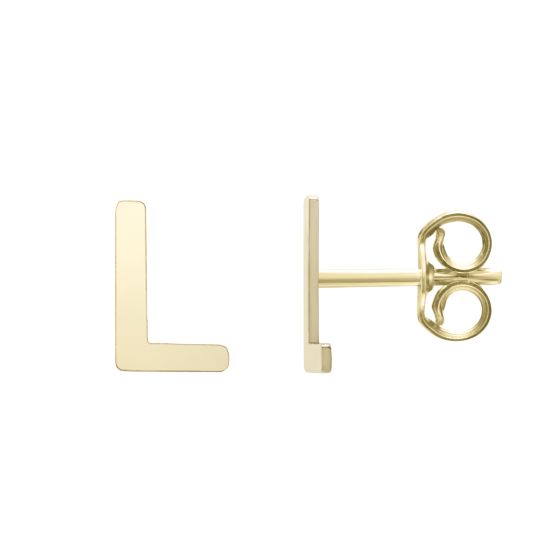 14K Gold Initial L Stud Earring