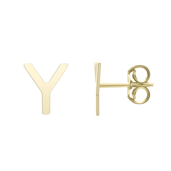 14K Gold Initial Y Stud Earring
