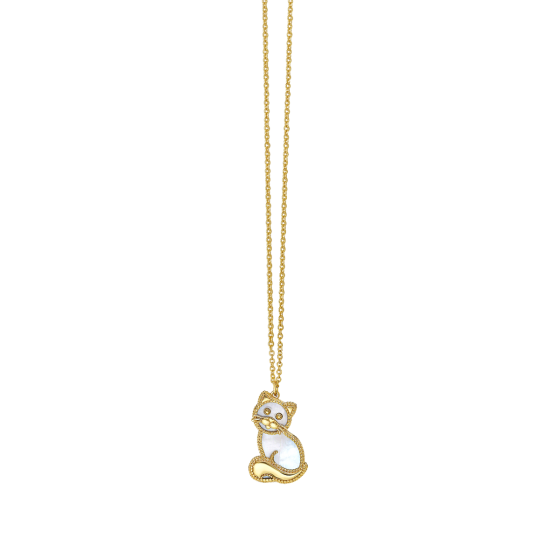 14K Gold Prosecco Kitten Necklace