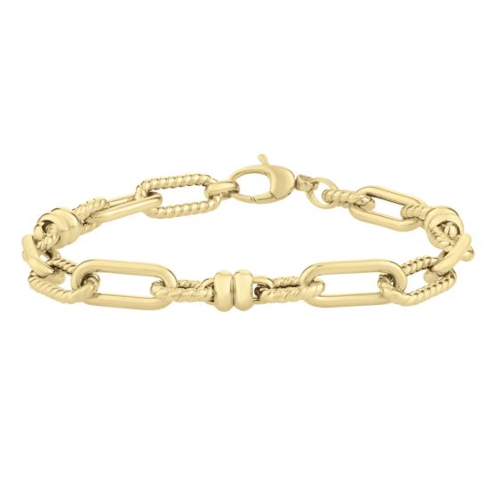 14K Alternating Link Rondel Bracelet