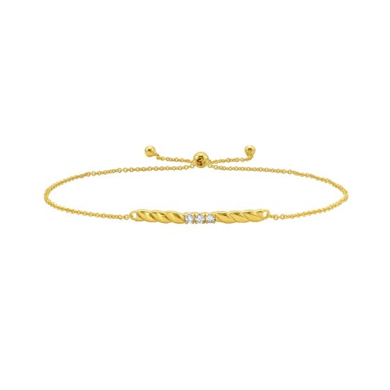 14K Diamond Twisted Bar Bracelet