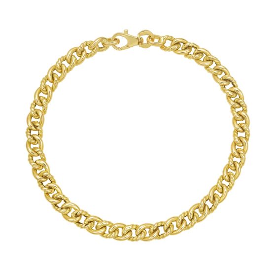 14K Italian Cable & Shiny Curb Link Bracelet