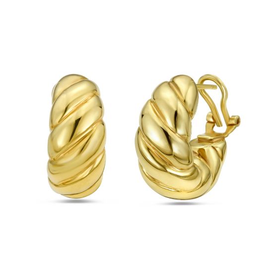 14K Gold Italian Cable Large Omega Back Hoops