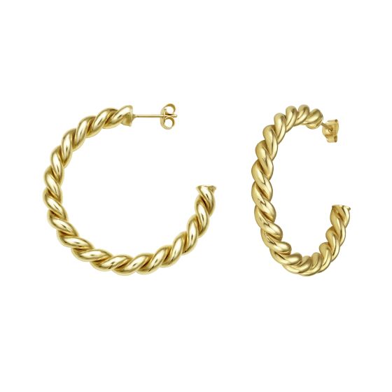 14K Gold Italian Cable Omega Back Hoops