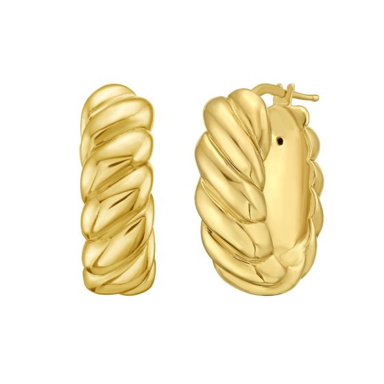 14K Cable Coissant Hoops