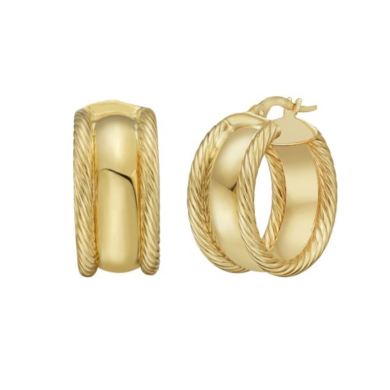 14K Twisted Barrel Hoops