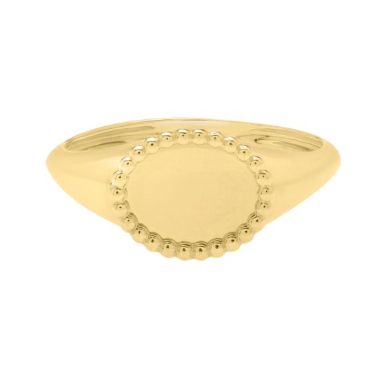 14K Gold Popcorn Bead Oval Ring