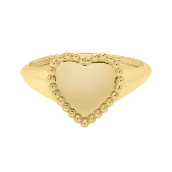 14K Gold Popcorn Bead Heart Ring