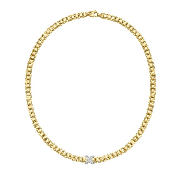 14K & Diamond X Venetian Link Necklace