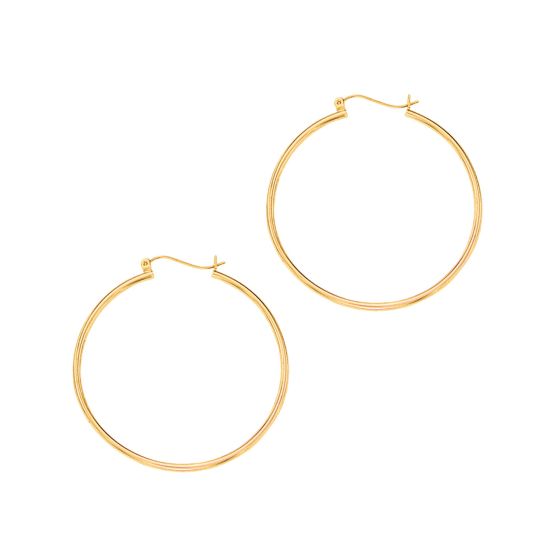 14K Gold 1.5x40mm Hoops