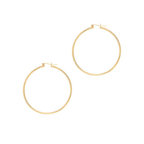 14K Gold 1.5x45mm Hoops