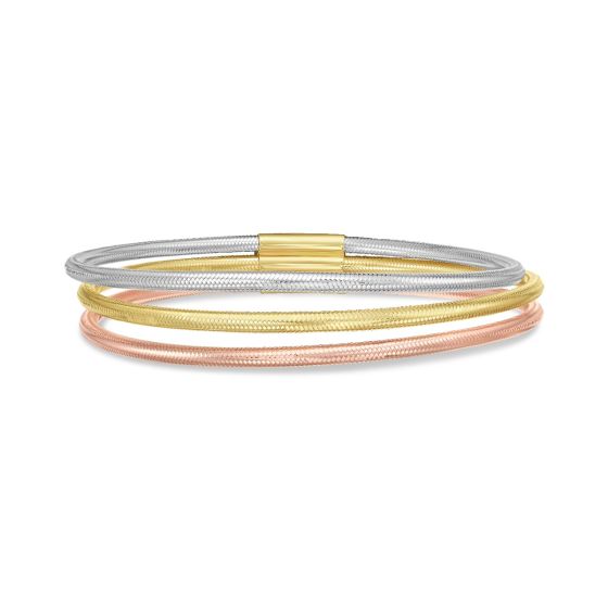 14K Tri-Color Stretch Mesh Bracelet
