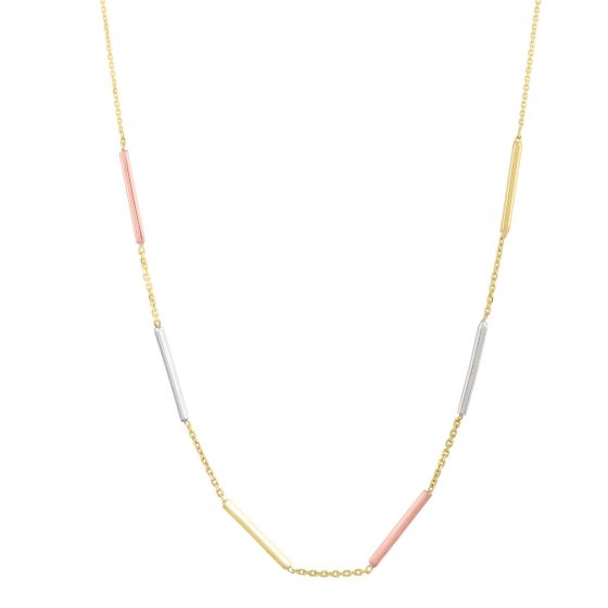 10K Tri-color Bar Station Necklace