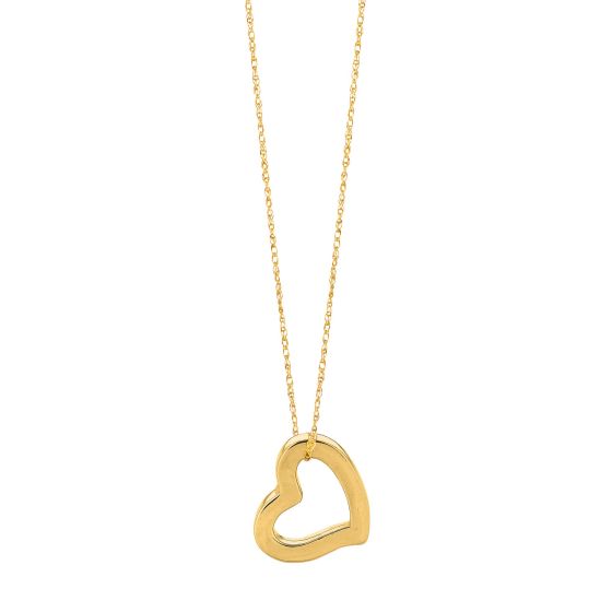 14K Gold Open Heart Necklace