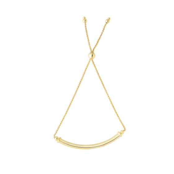 14K Gold Curved Bar Friendship Bracelet