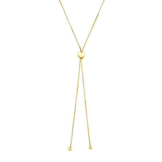 14K Gold Heart Slide Friendship Necklace
