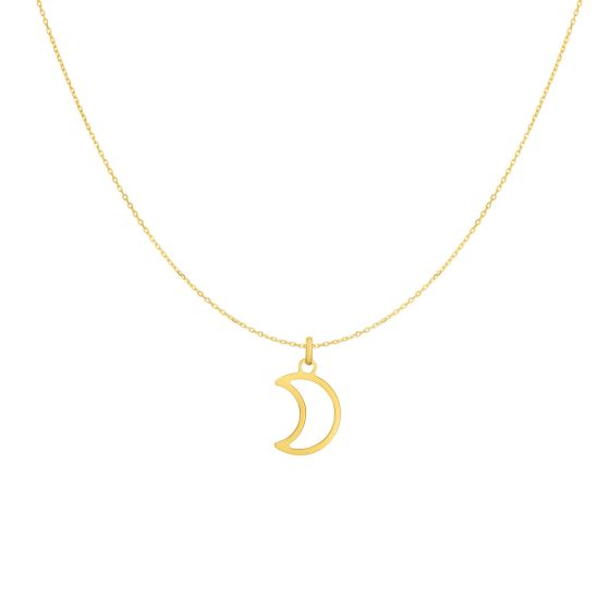 14K Gold Open Moon Necklace