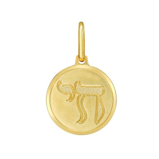 14K Yellow Chai Medallion Charm