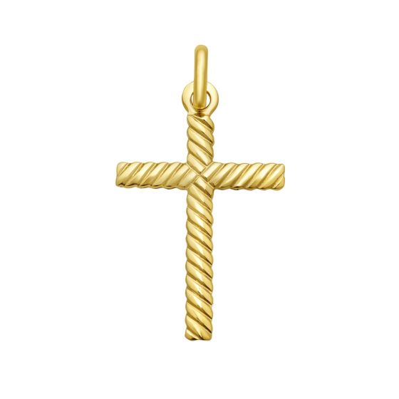 14K Cable Cross Pendant