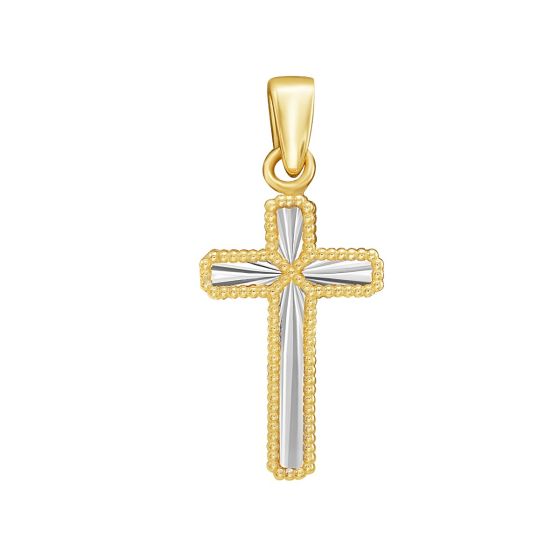 14K Two Tone Cross Charm