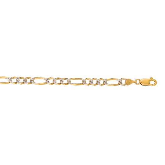 14K Gold 4.75mm White Pave Figaro Chain