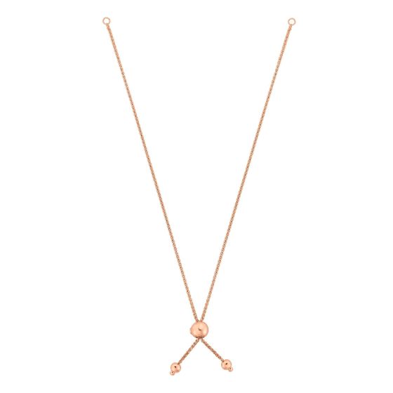 14K Gold Round Wheat Chain with Ball Slide Friendship Bracelet