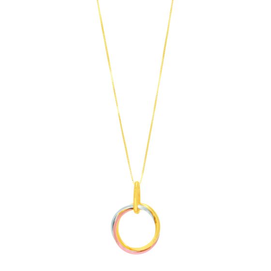 14K Gold Interlocking Rings Necklace