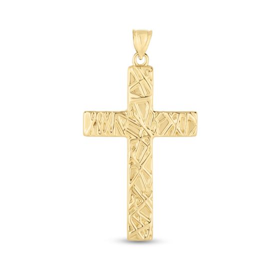 14K Gold Textured Cross Pendant