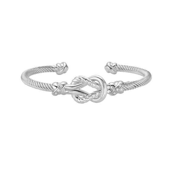 Silver & Diamond Cable Knot Bangle
