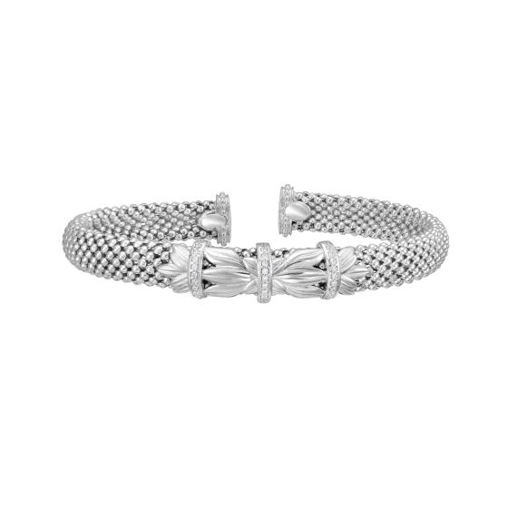 Silver & Diamond Prosecco Deco Feather Bangle