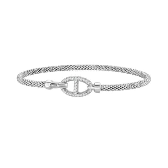 Silver & Diamond Prosecco Anchor Bangle