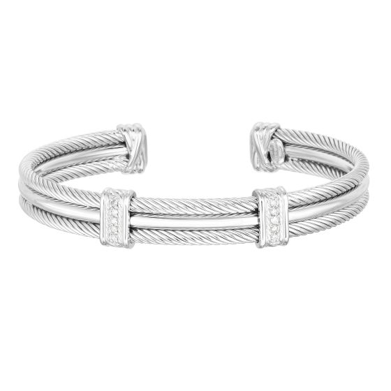 Sterling Silver Triple Strand Cable Men's Cuff