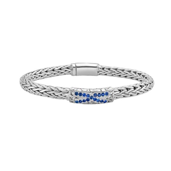 Silver Blue Sapphire Palmier X Bracelet
