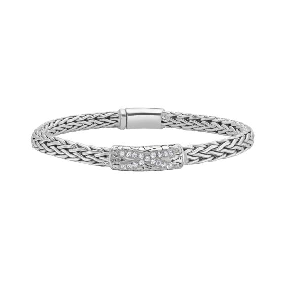Silver White Sapphire Palmier X Bracelet