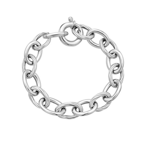 Silver Cable & Polished Link Bracelet