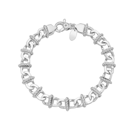 Silver Wrapped Rope Link Bracelet