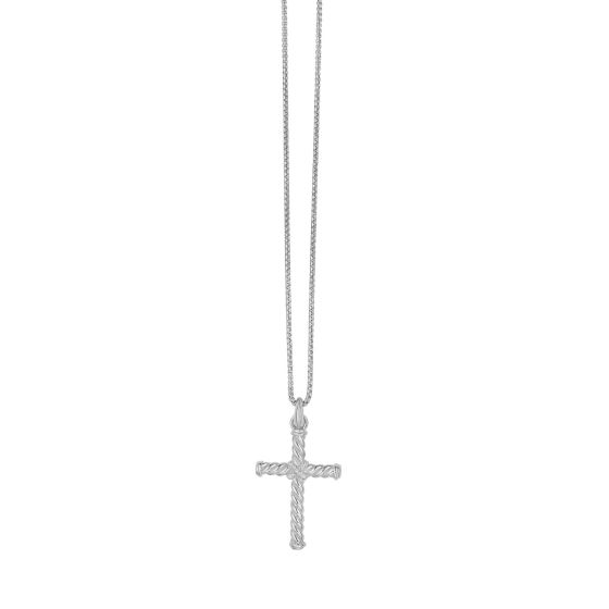 Silver Men's Diamond Twisted Cross Necklace