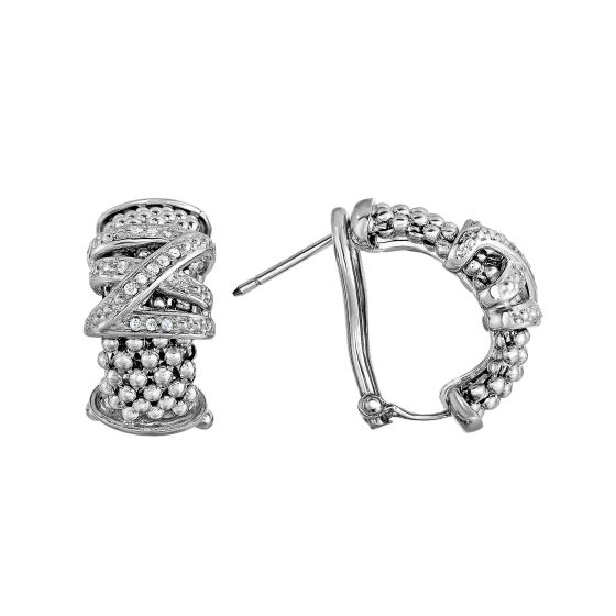 Sterling Silver Prosecco Diamond Tally Half-Moon Earrings