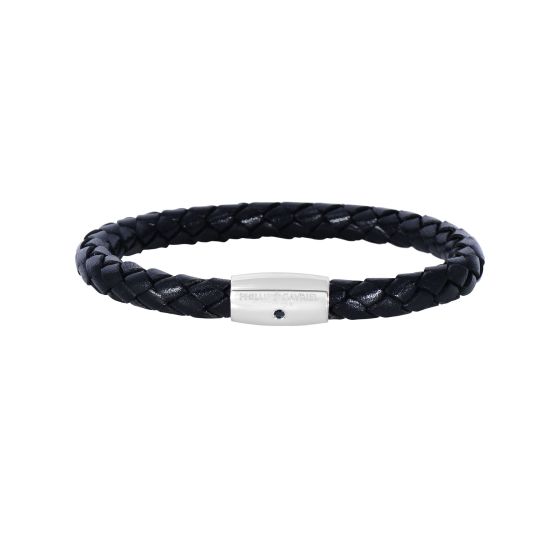 Sterling Silver Men's Leather Bracelet