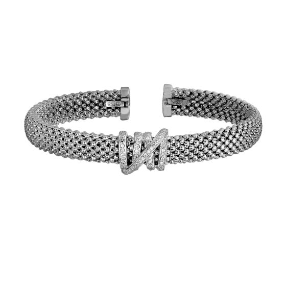 Sterling Silver Prosecco Diamond Tally Cuff Bangle