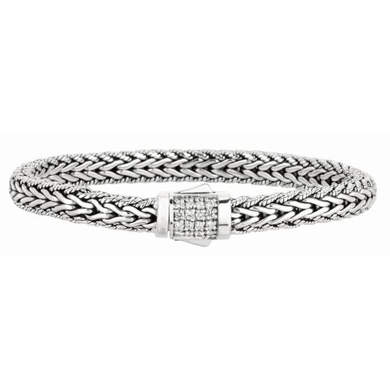 Sterling Silver Signature Woven Sapphire Lock Bracelet