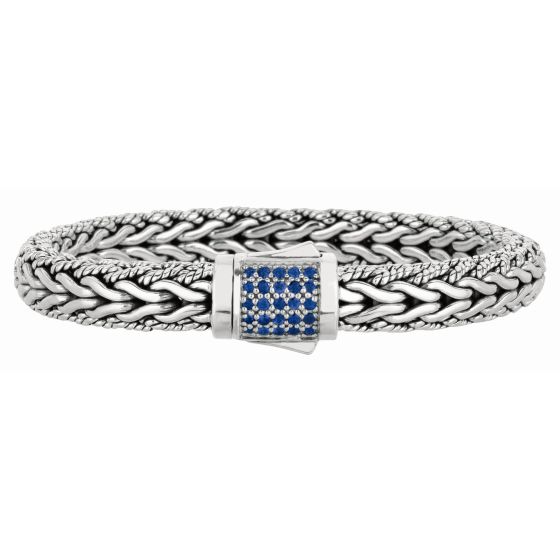 Sterling Silver Signature Woven Large Sapphire Bracelet