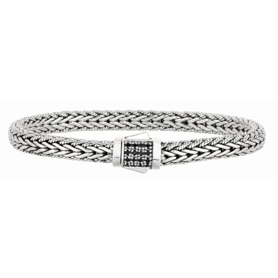 Sterling Silver Signature Woven Sapphire Lock Bracelet