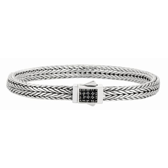 Sterling Silver Signature Woven Sapphire Rectangle Lock Bracelet