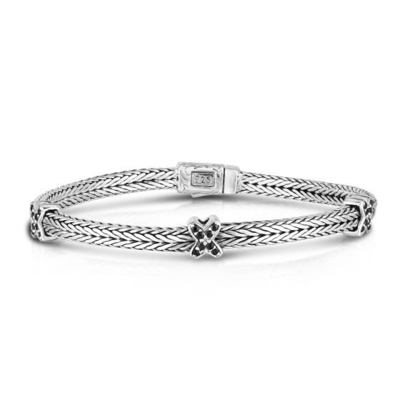 Sterling Silver Sapphire Woven Bracelet