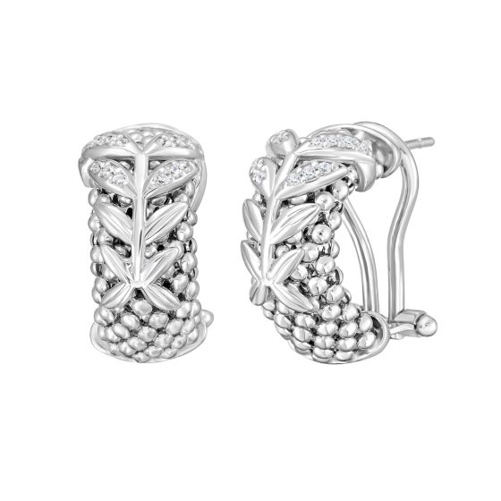 Silver & Diamond Prosecco Deco Wreath Earrings