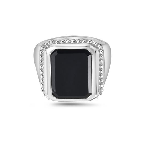 Silver Men's Octagon Signet Ring 