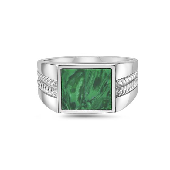 Silver Men's Square Signet Ring 