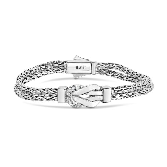 Sterling Silver Double Strand Woven Bracelet 